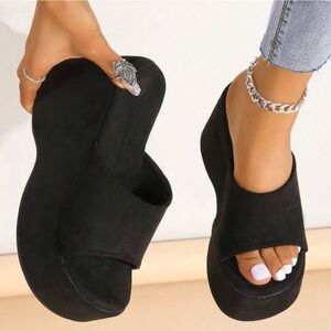 Plus size thick heel wedge sandal size 7